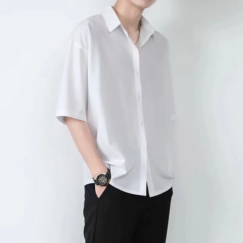 Mens Short Sleeve Shirt  Relaxed Fit  Lightweight Button-Up  Casual Wear