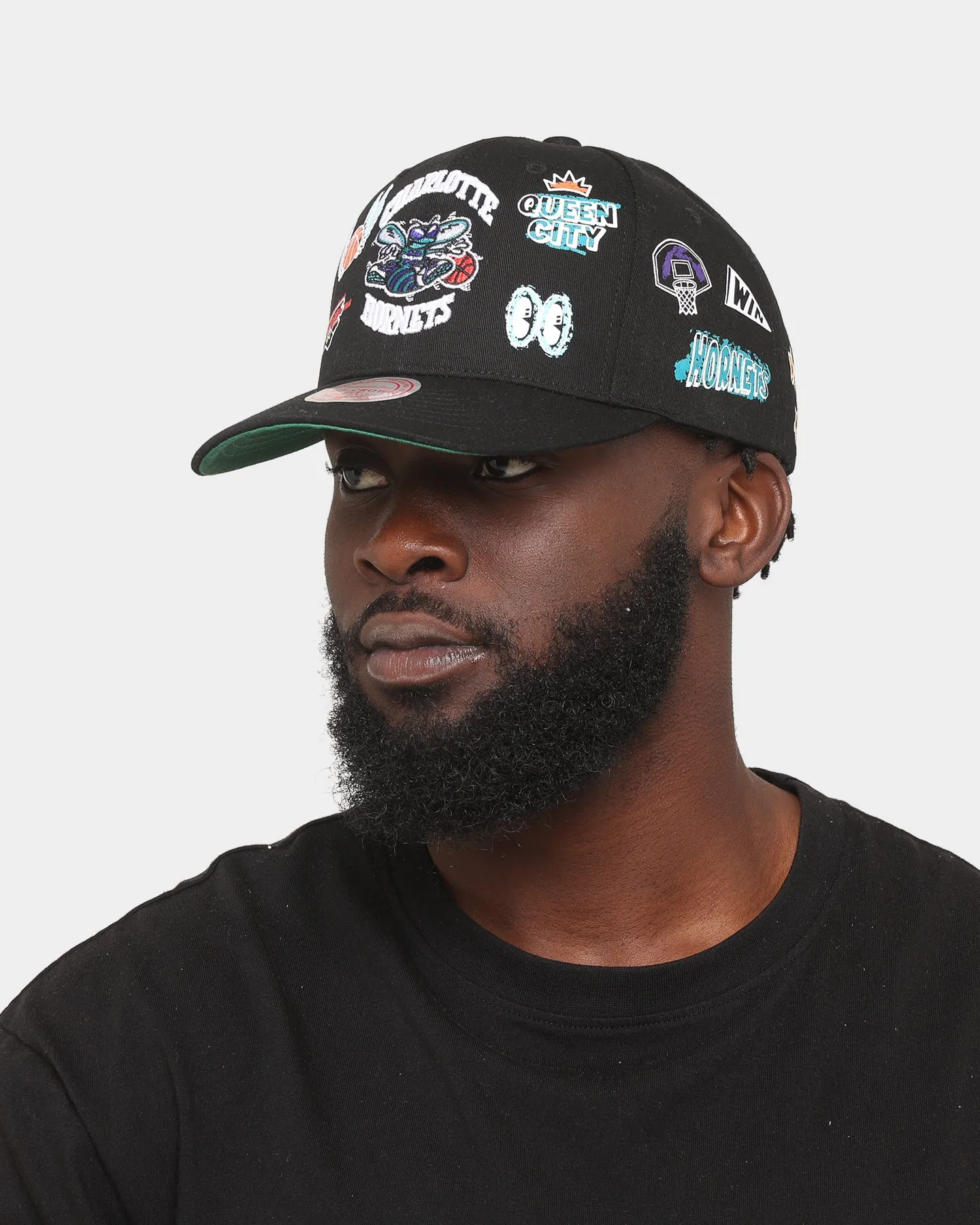 Mitchell & Ness Charlotte Hornets 'Hand Drawn Doodle' Pro Crown Snapback Black