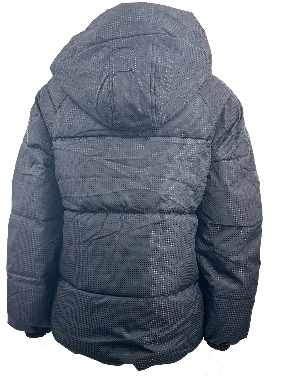 MPJ25002 Men's Textured Nylon Padded Jacket in Black with a Tan Badge
