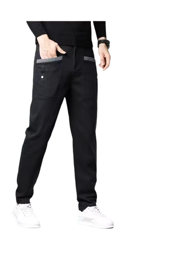 MPT25002 Men's 100% Cotton Casual Pants with contrast pocket highlight