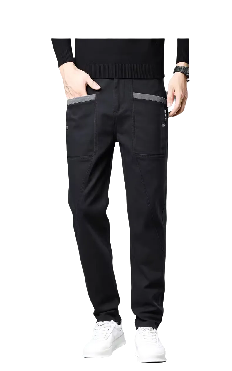 MPT25002 Men's 100% Cotton Casual Pants with contrast pocket highlight