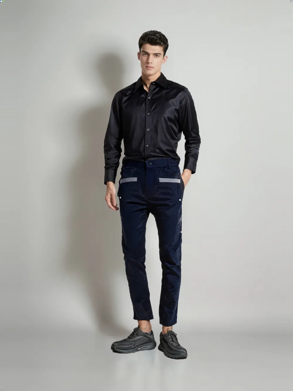 MPT25002 Men's 100% Cotton Casual Pants with contrast pocket highlight