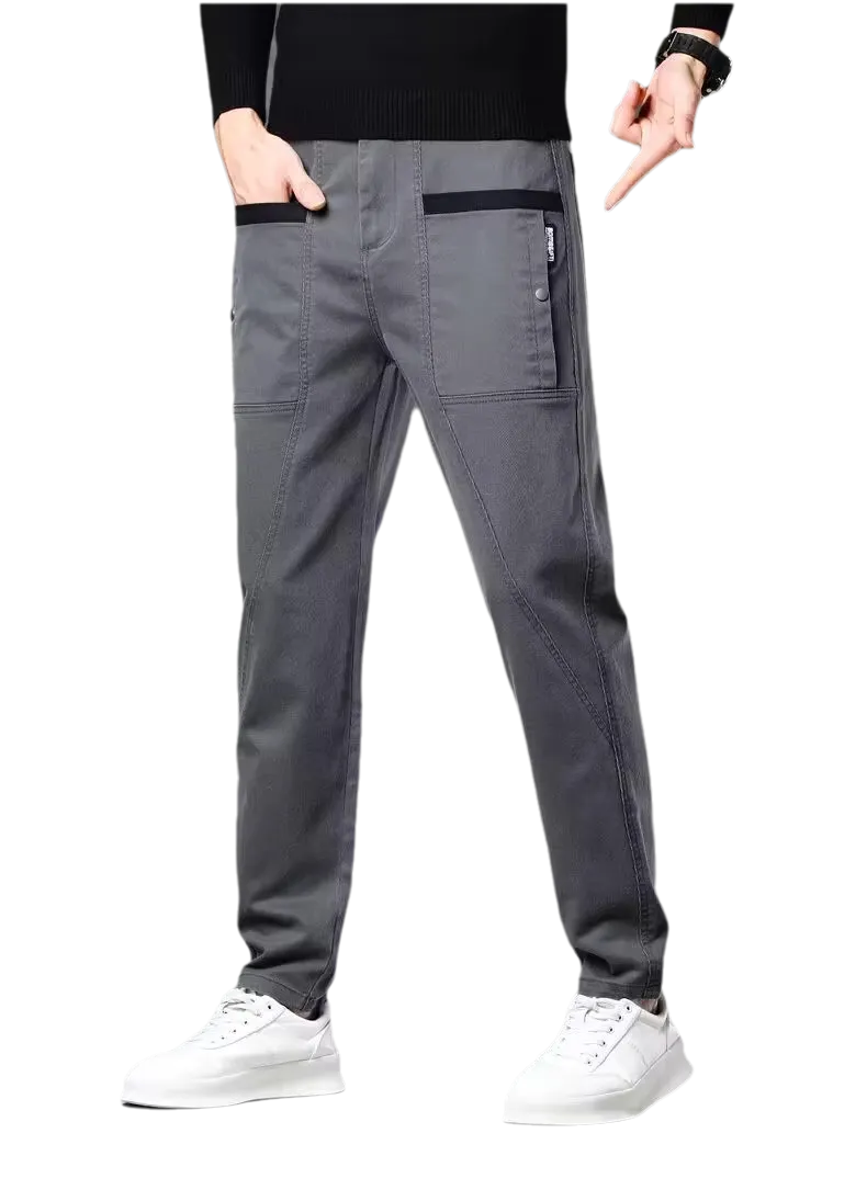 MPT25002 Men's 100% Cotton Casual Pants with contrast pocket highlight