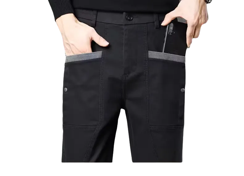 MPT25002 Men's 100% Cotton Casual Pants with contrast pocket highlight