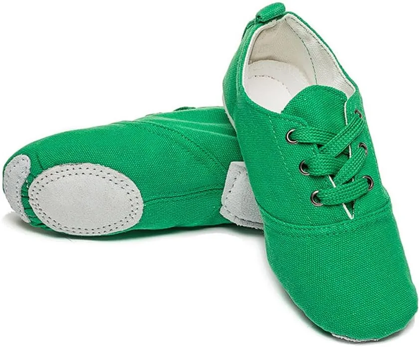 MSMAX Jazz Shoes for Women Girls Split Sole Canvas Ballet Dance Teaching Flats Green 7.5 M US Women