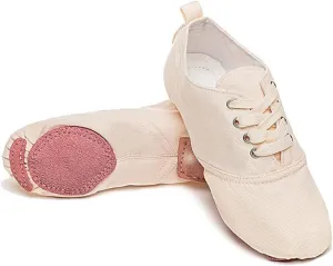 MSMAX Jazz Shoes for Women Girls Split Sole Canvas Ballet Dance Teaching Flats Nude 10 M US Women