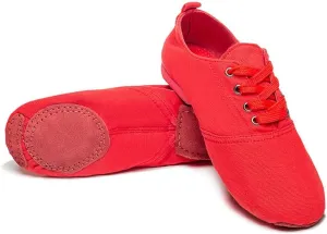 MSMAX Jazz Shoes for Women Girls Split Sole Canvas Ballet Dance Teaching Flats Red 10.5 M US Women