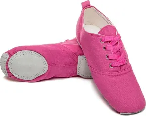 MSMAX Jazz Shoes for Women Girls Split Sole Canvas Ballet Dance Teaching Flats Rose 5.5 M US Women