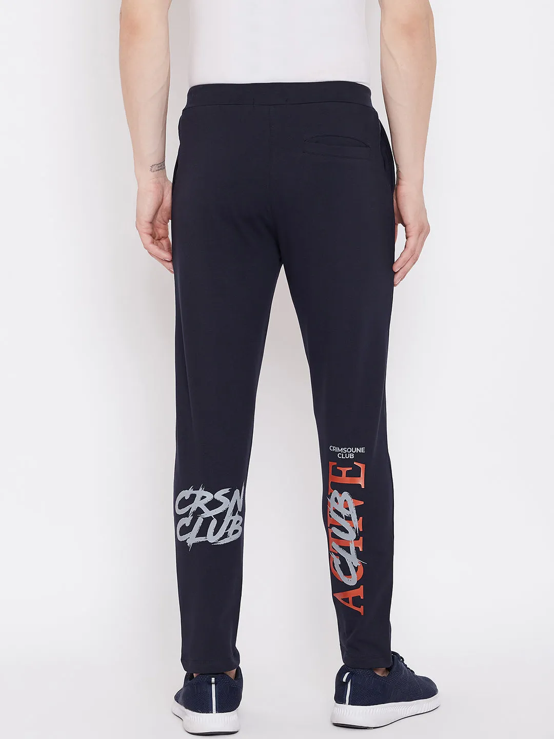 Navy Blue Printed Track Pants
