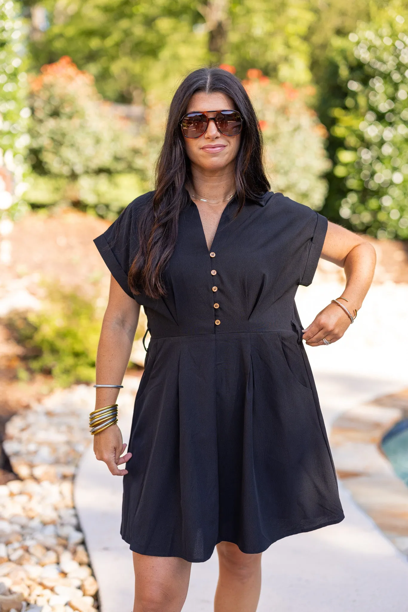 New Adventures Black Belted Dress