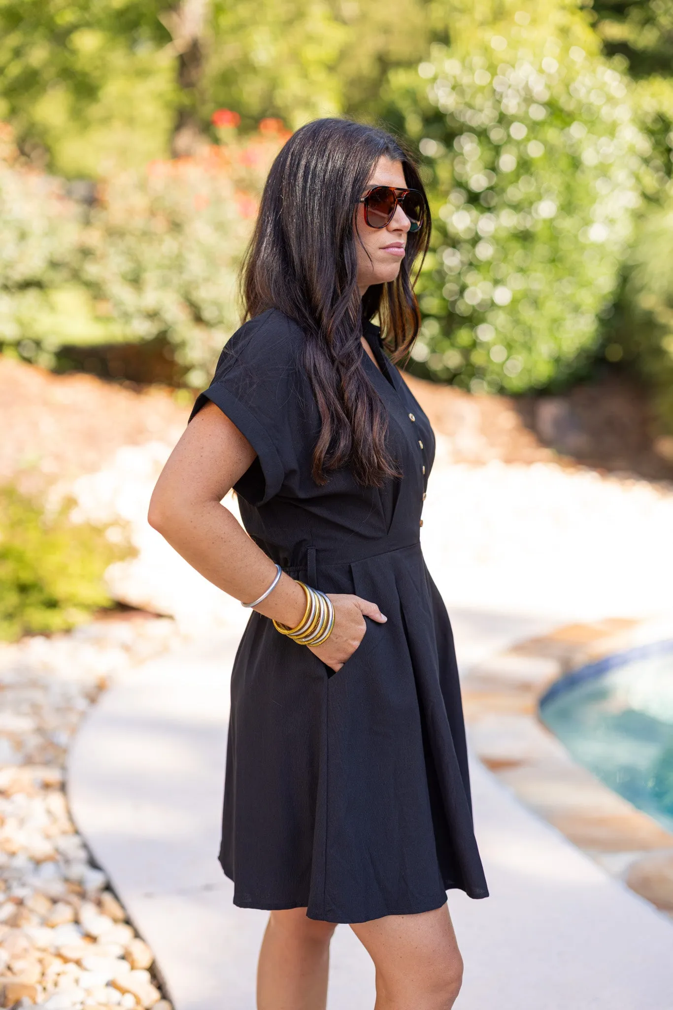 New Adventures Black Belted Dress