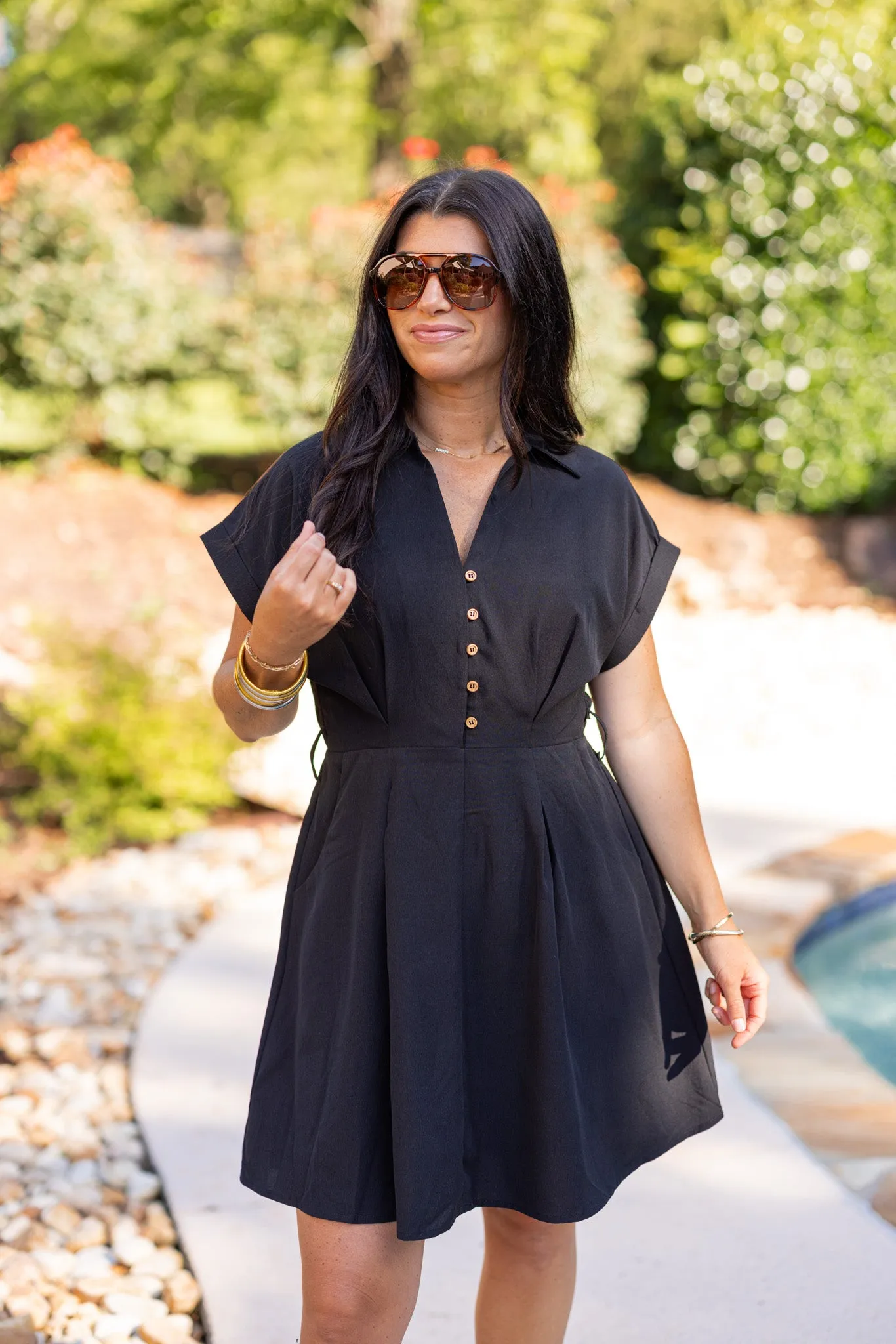 New Adventures Black Belted Dress