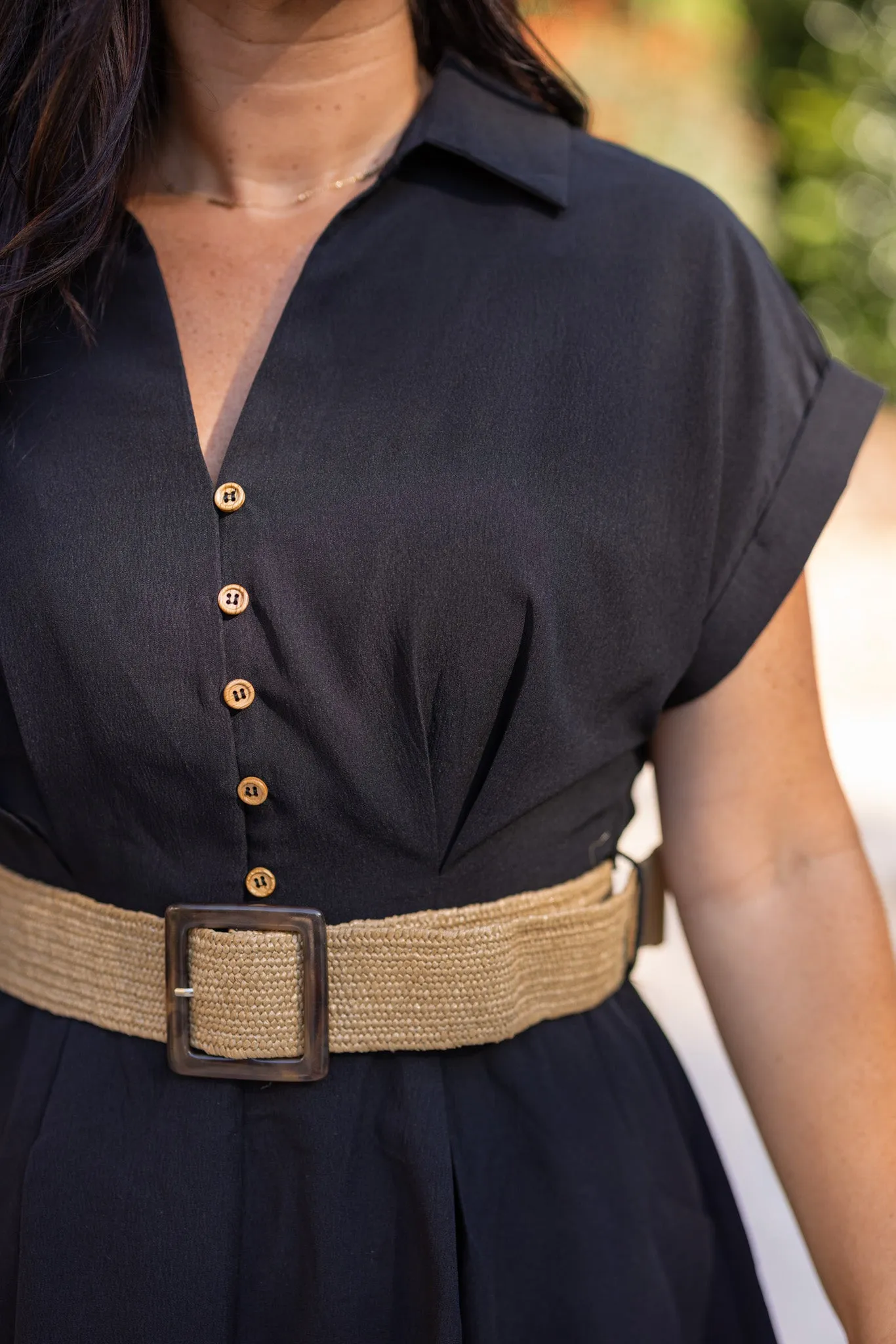 New Adventures Black Belted Dress