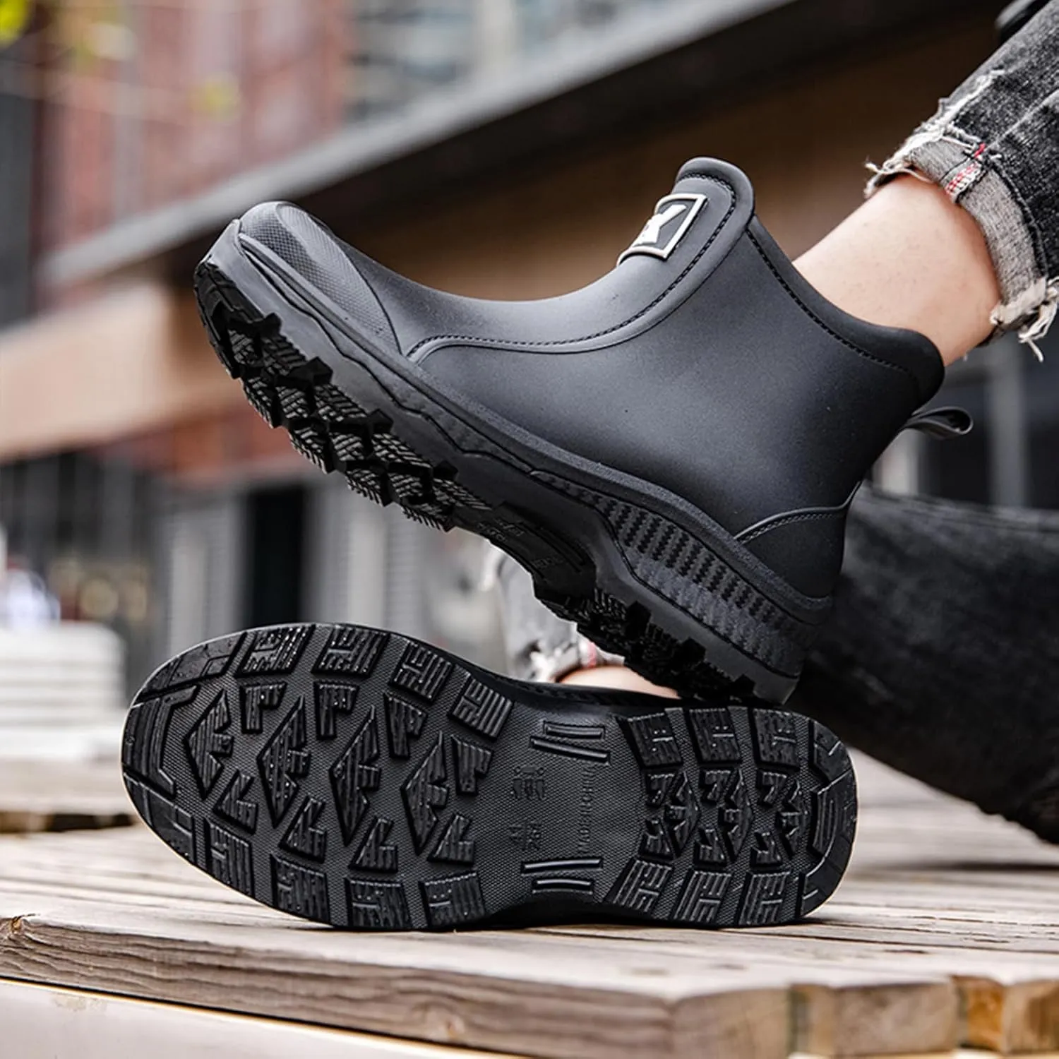 Nutropa Waterproof Short Rain Boots for Men Lightweight Comfortable Garden Shoes Chelsea Ankle Rain Shoes