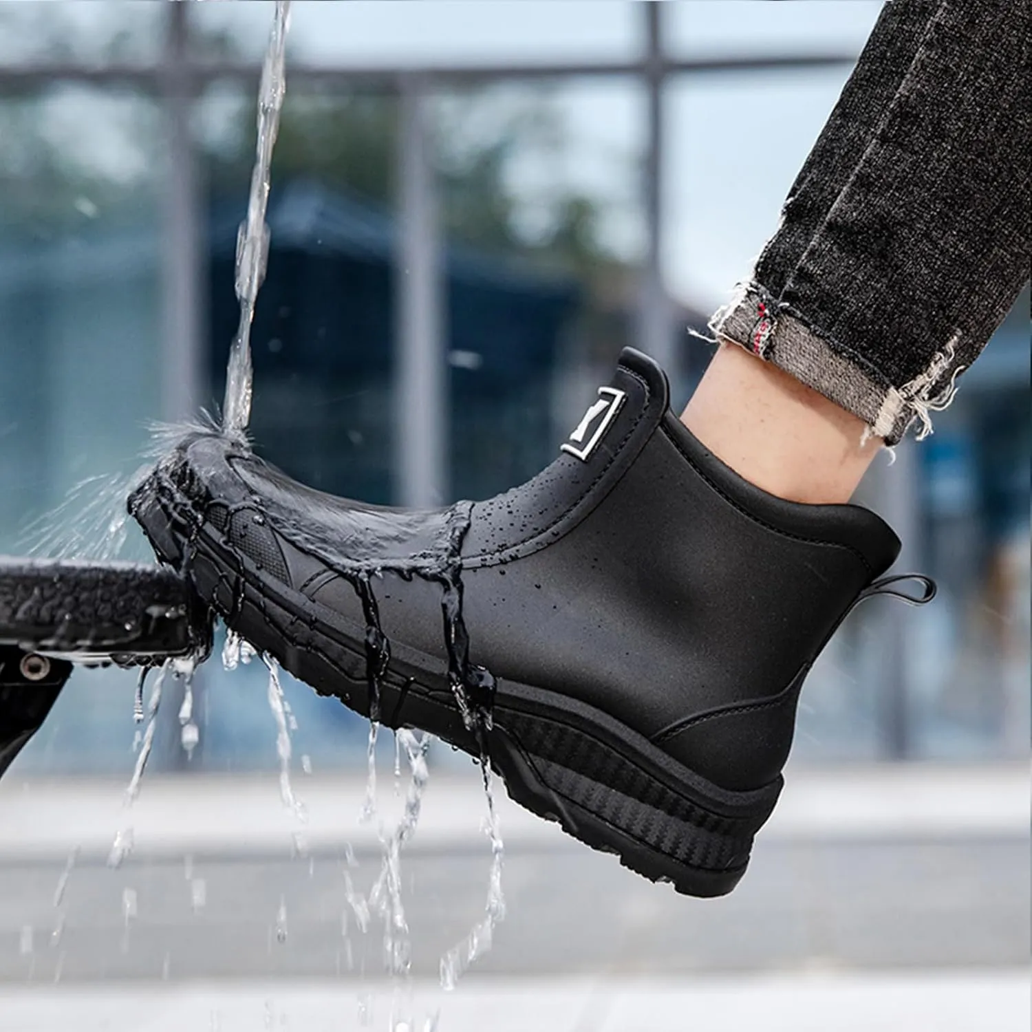 Nutropa Waterproof Short Rain Boots for Men Lightweight Comfortable Garden Shoes Chelsea Ankle Rain Shoes