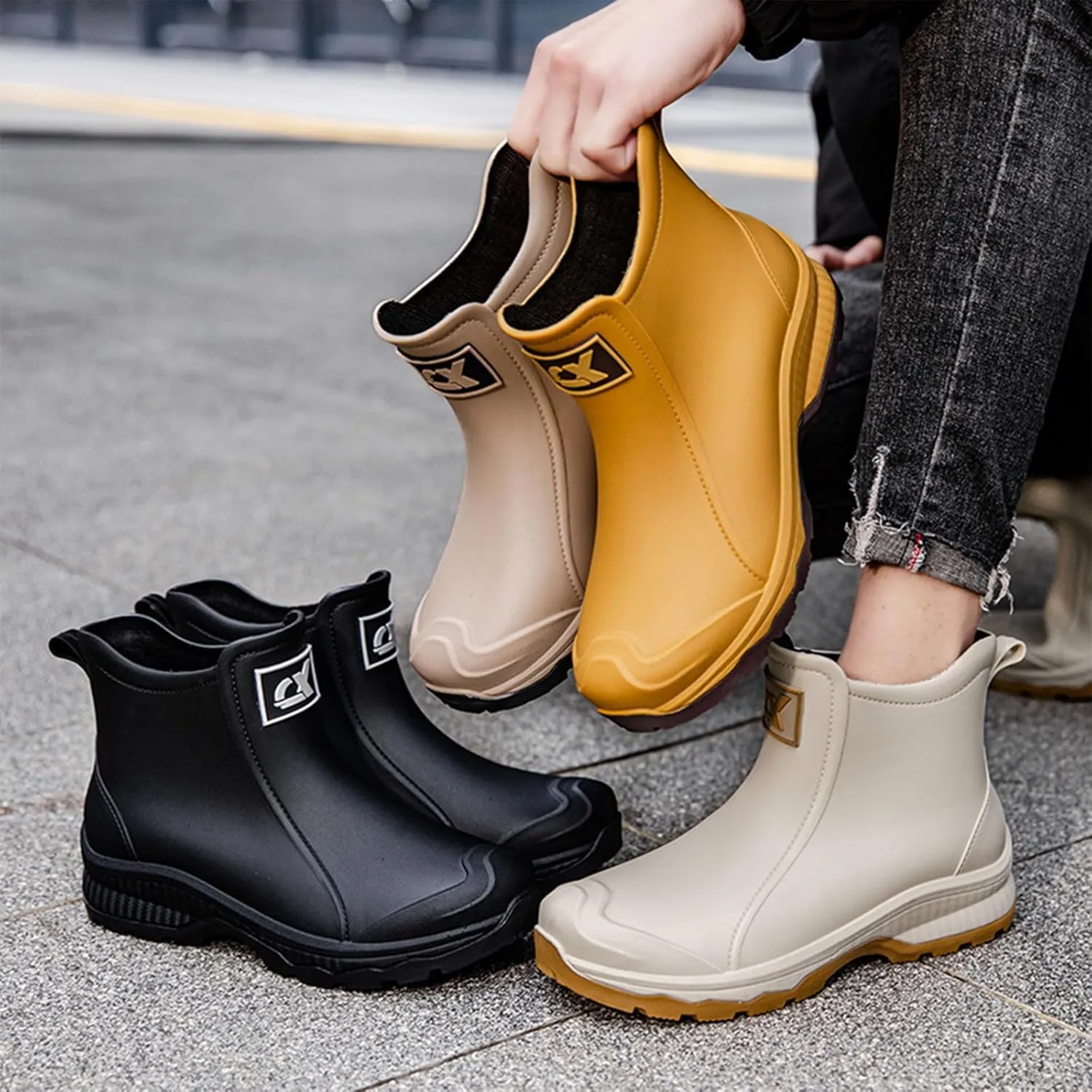 Nutropa Waterproof Short Rain Boots for Men Lightweight Comfortable Garden Shoes Chelsea Ankle Rain Shoes