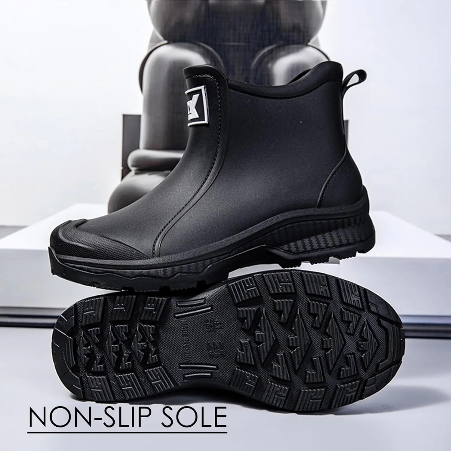 Nutropa Waterproof Short Rain Boots for Men Lightweight Comfortable Garden Shoes Chelsea Ankle Rain Shoes