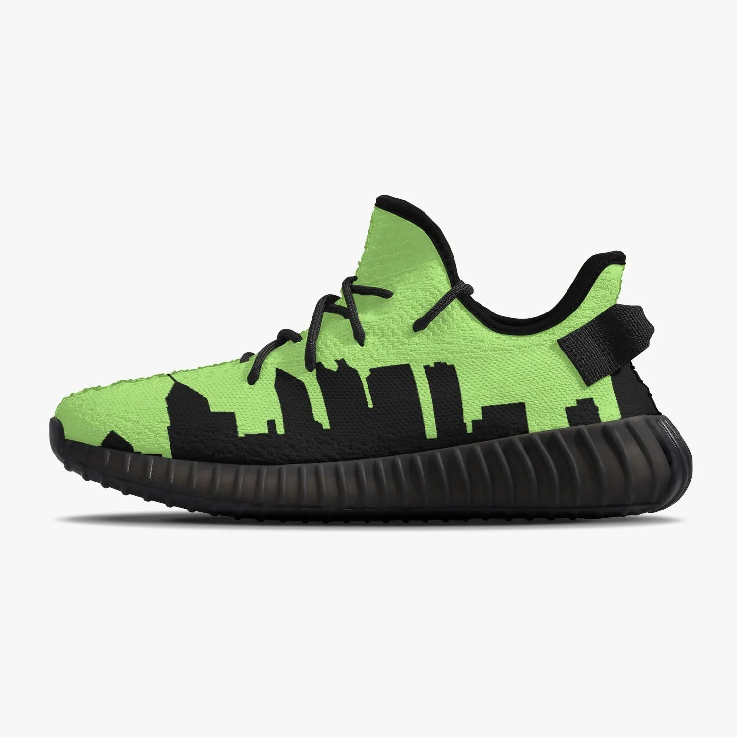 Officially Sexy Neon Green & Black Skyline Adult Unisex Mesh Knit Sneakers