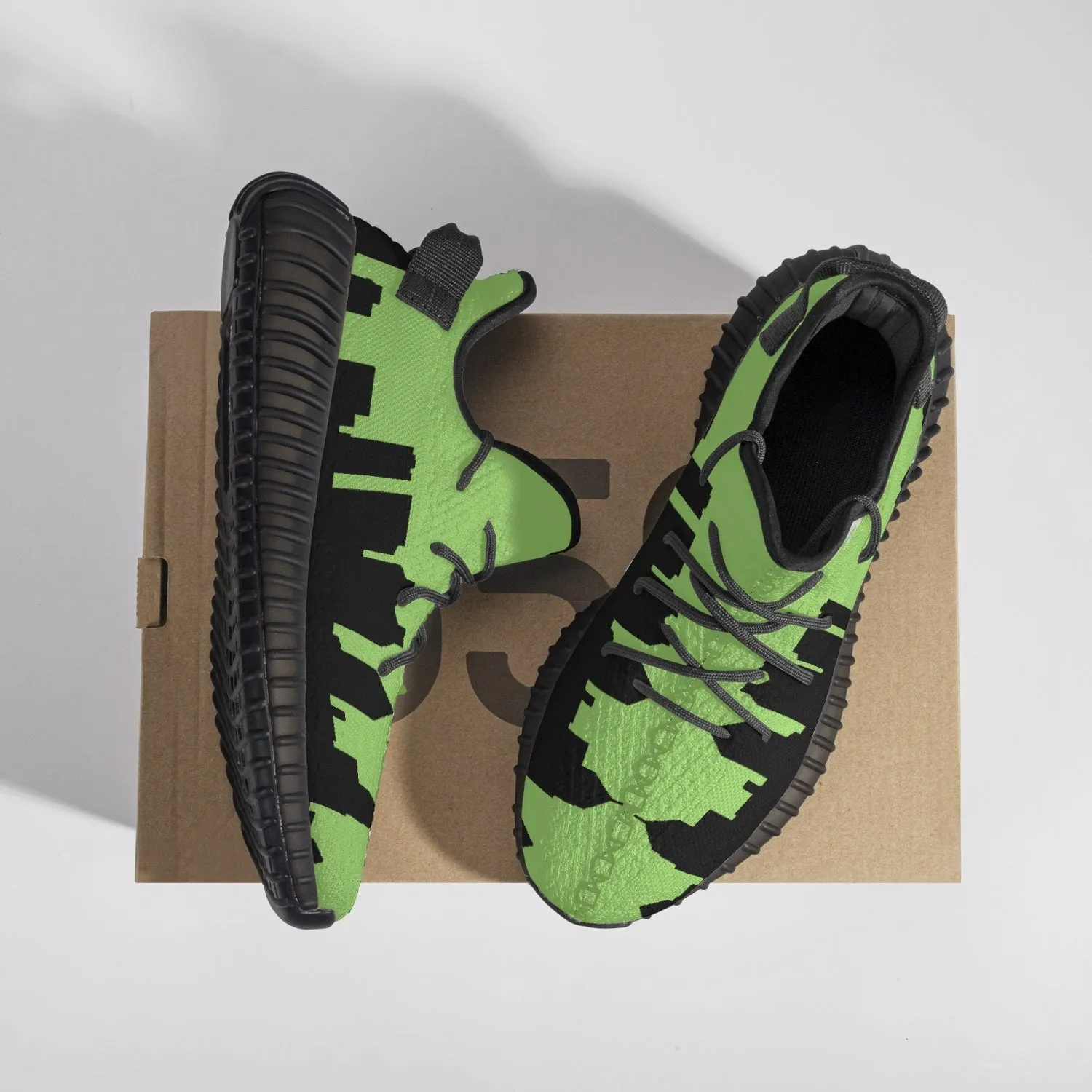 Officially Sexy Neon Green & Black Skyline Adult Unisex Mesh Knit Sneakers