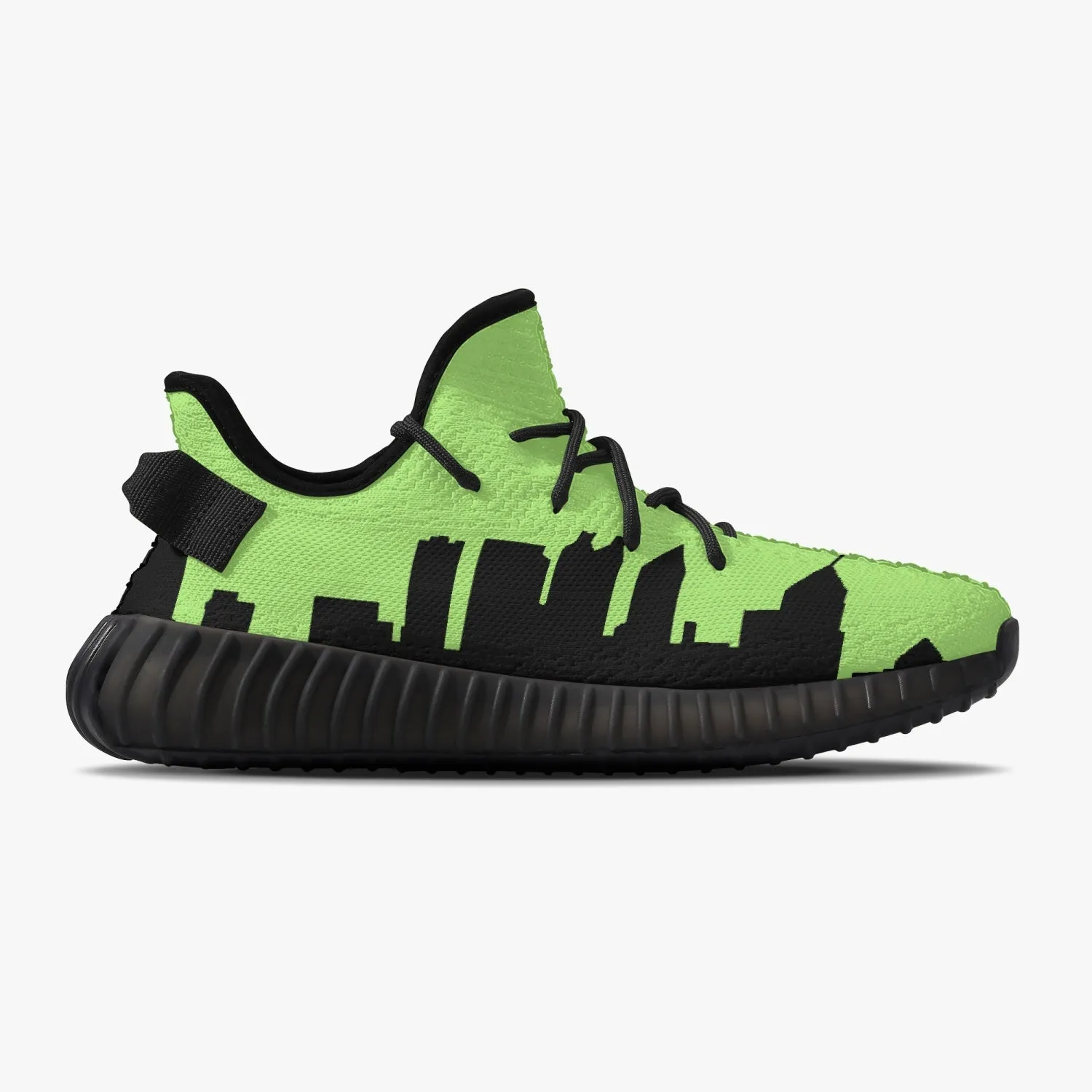 Officially Sexy Neon Green & Black Skyline Adult Unisex Mesh Knit Sneakers