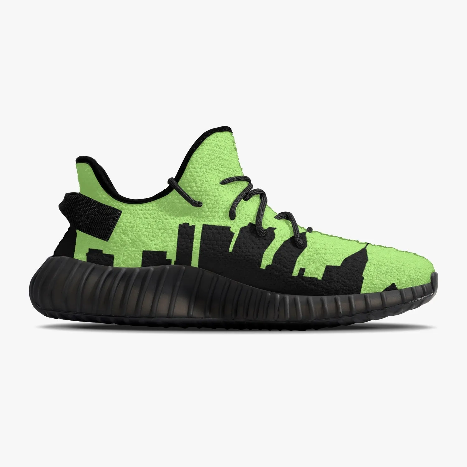 Officially Sexy Neon Green & Black Skyline Adult Unisex Mesh Knit Sneakers
