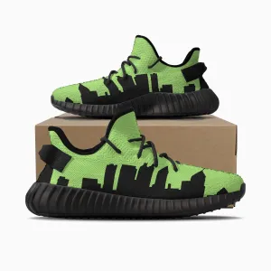 Officially Sexy Neon Green & Black Skyline Adult Unisex Mesh Knit Sneakers
