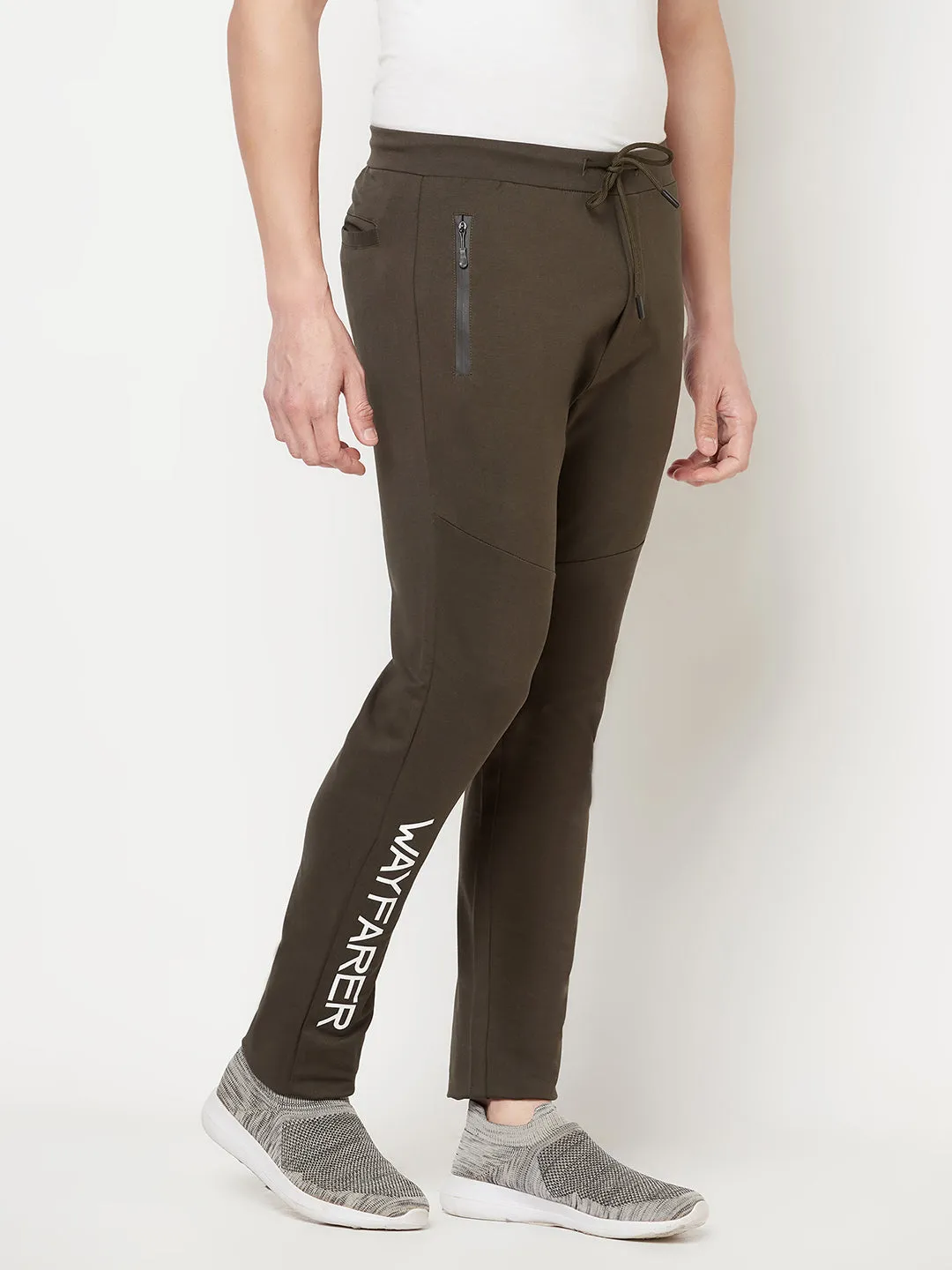 Olive Typography Track Pants