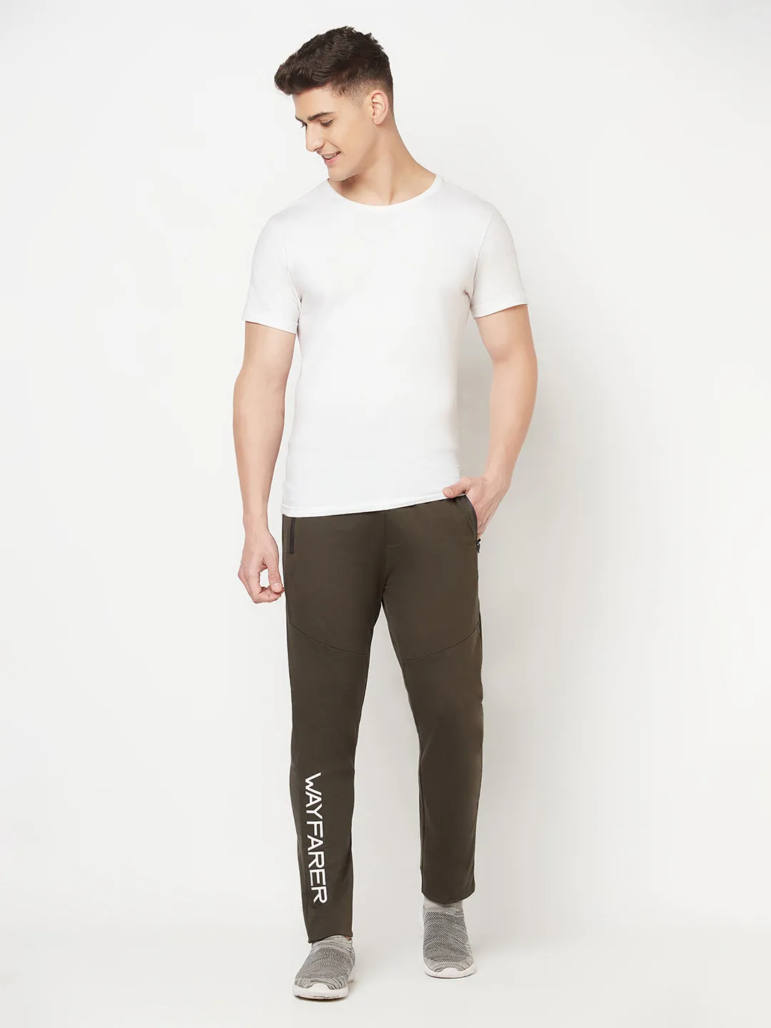 Olive Typography Track Pants