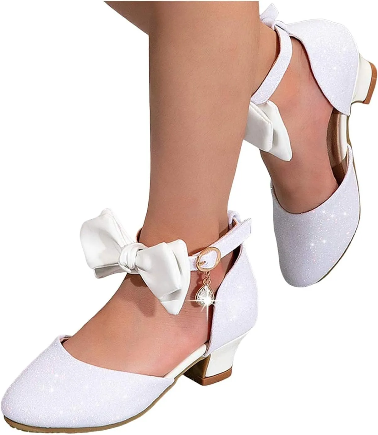 Open Toe Sandals Girls Princess Shoes Little Girl Hollow Bow Sandals Children Dance Performance Dress High Heels