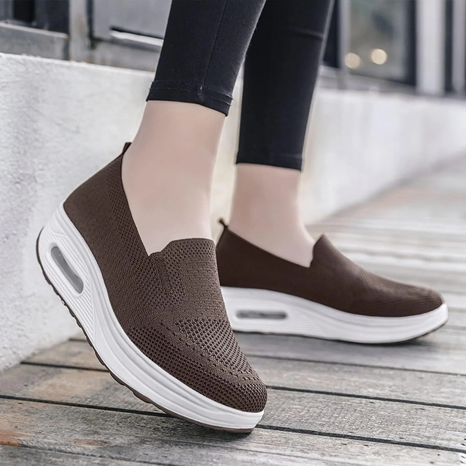 Orthopedic Walking Shoes for Women Casual Diabetic Platform Slip-On Shoe Lightweight Air Cushion Mesh Up Shoe Comfortable Wide Summer Stretch Shoes with Arch Support