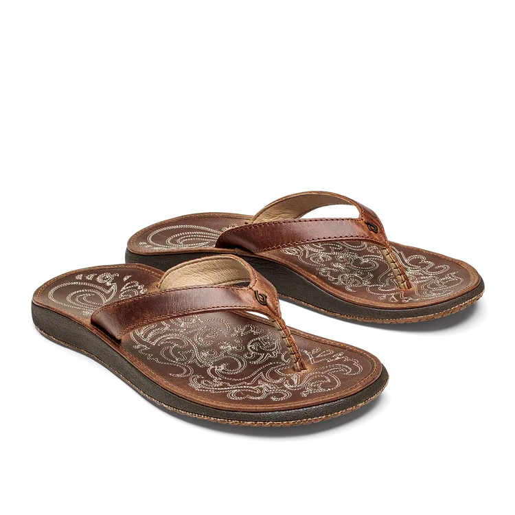 Paniolo Women's Leather Beach Sandal in Natural