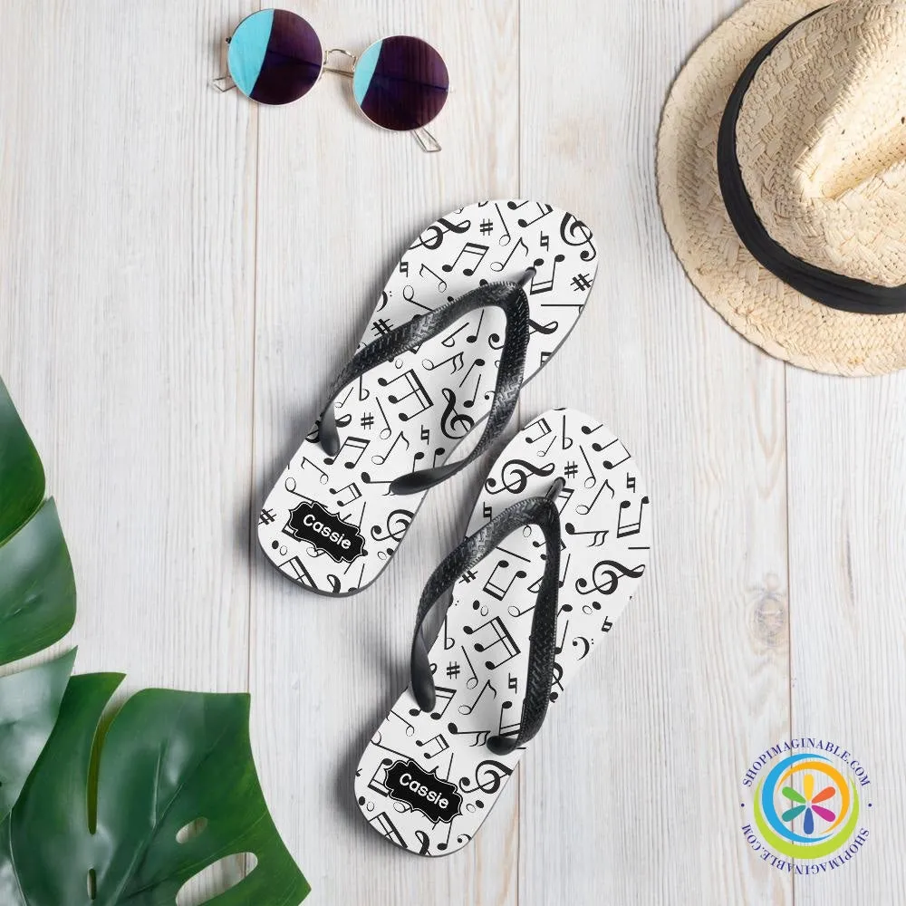 Personalized Musical Notes Flip-Flops