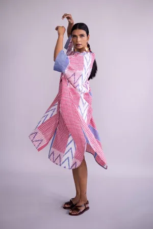 Pink City Front Open Boxy Dress