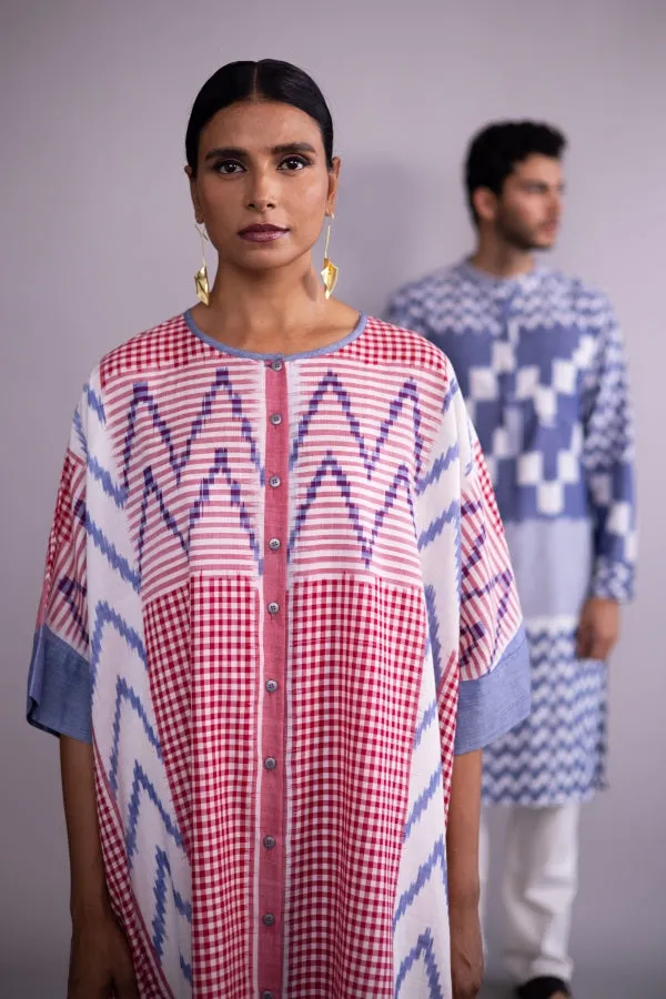 Pink City Front Open Boxy Dress