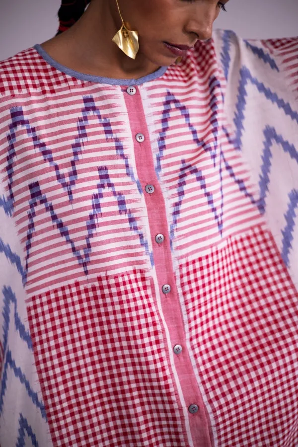 Pink City Front Open Boxy Dress