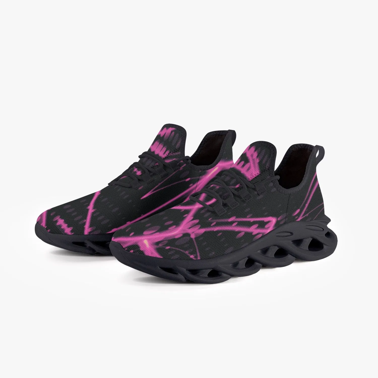 Pink Laser Mesh Knit Bounce Sneakers - Black