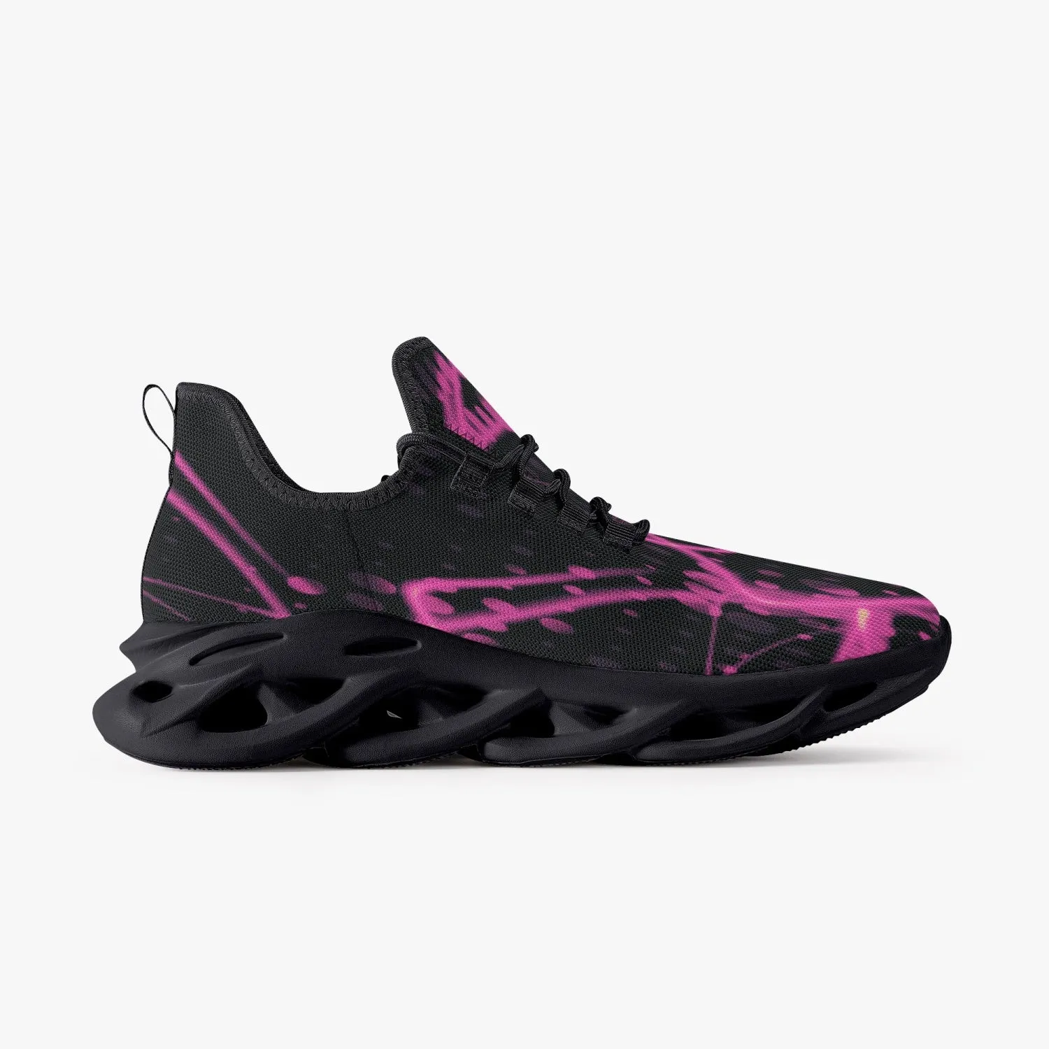 Pink Laser Mesh Knit Bounce Sneakers - Black