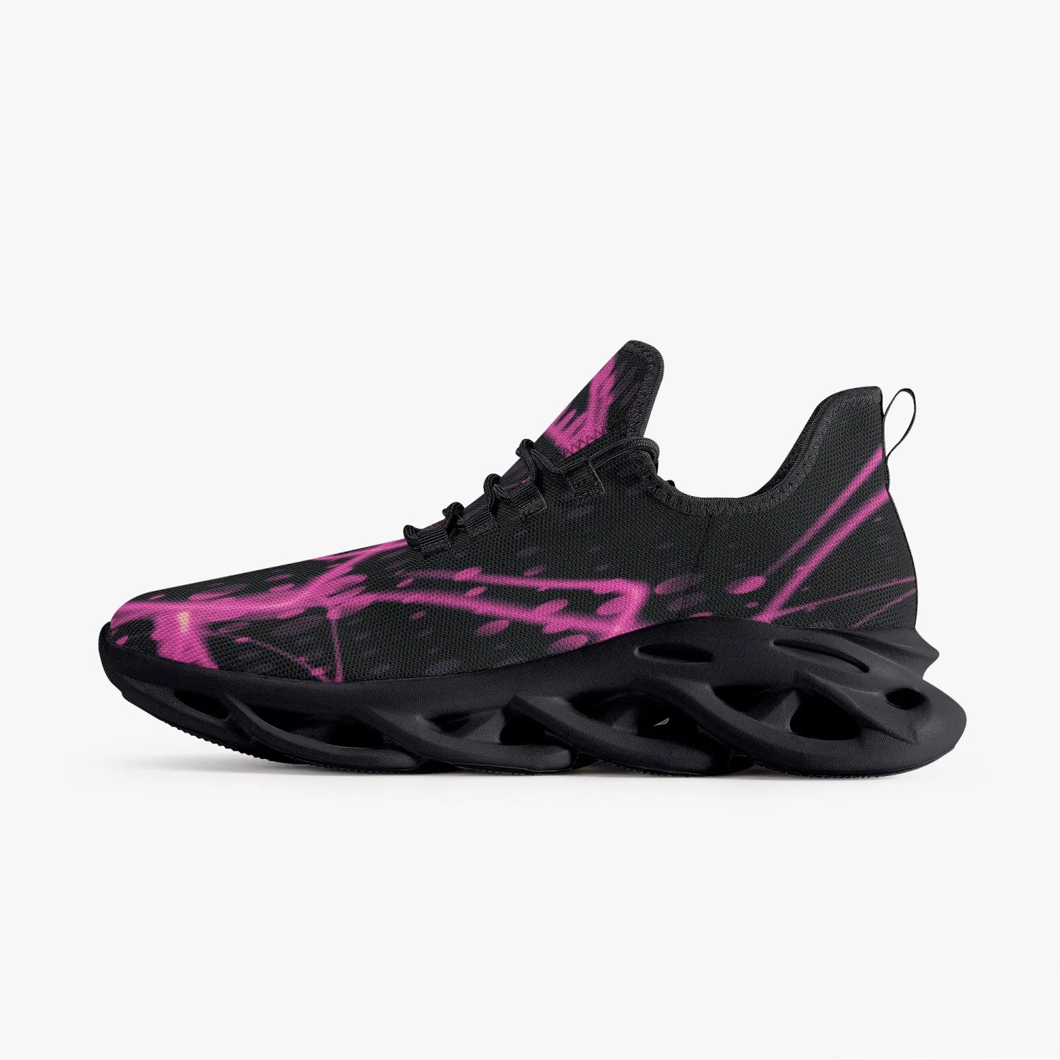 Pink Laser Mesh Knit Bounce Sneakers - Black