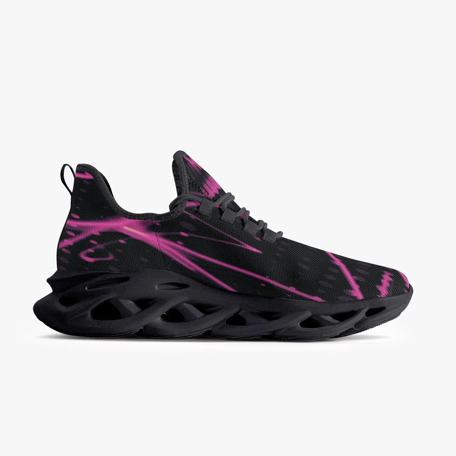 Pink Laser Mesh Knit Bounce Sneakers - Black
