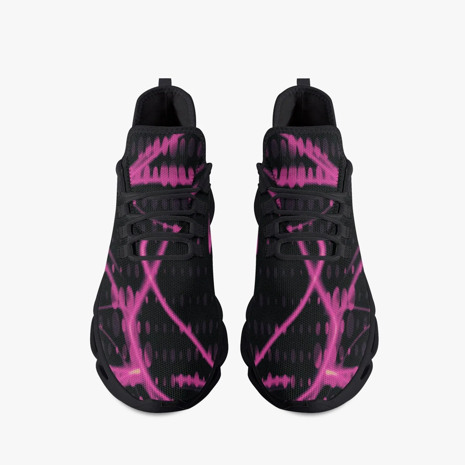 Pink Laser Mesh Knit Bounce Sneakers - Black