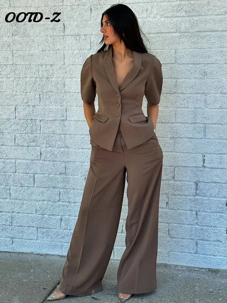 Puff Sleeve Blazer & Trousers