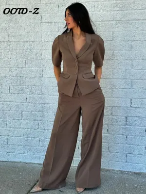 Puff Sleeve Blazer & Trousers