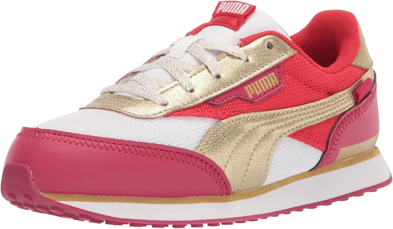 PUMA unisex child Future Rider Sneaker, Puma White-persian R, 3 Little Kid US