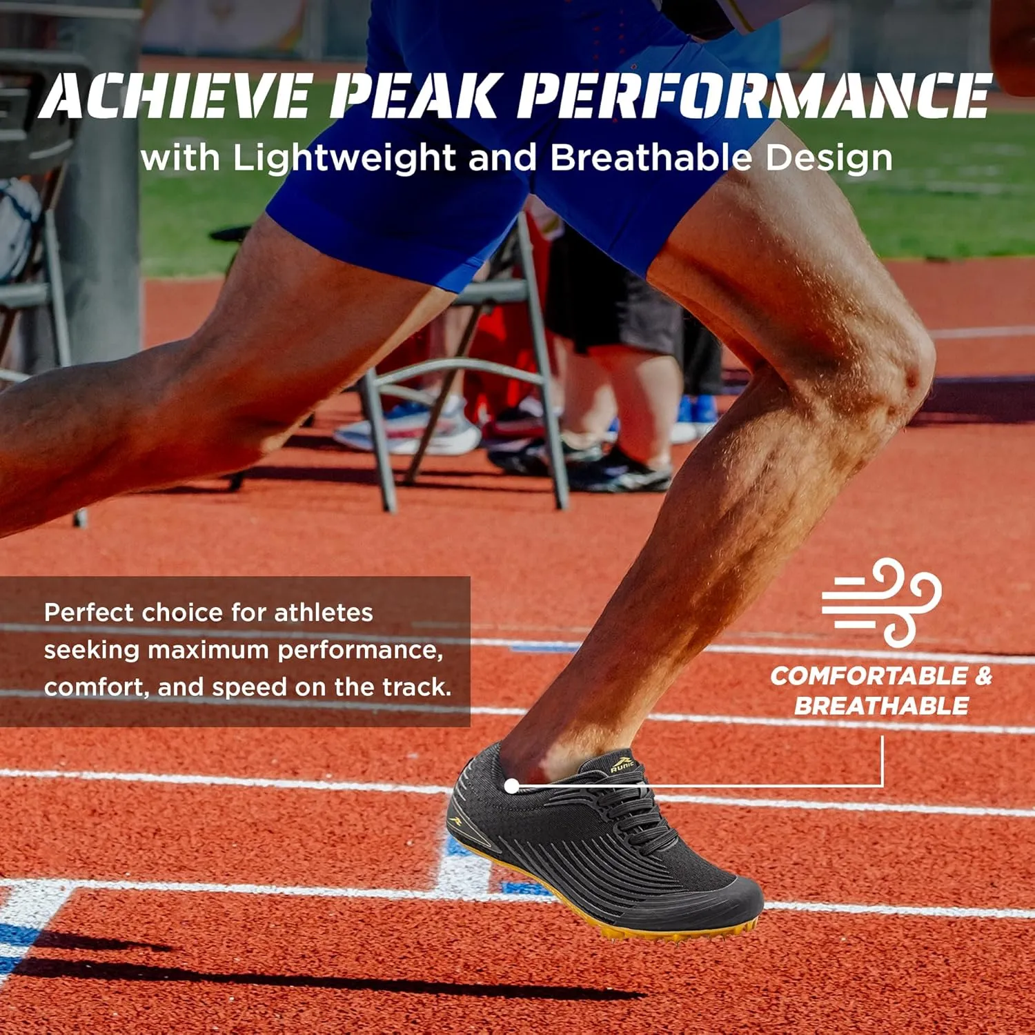 RUNIC Track & Field Shoes for Men, Women & Kids  Pro Running Spikes for Sprint, Race & Training  7 Spikes   Extra Spikes & Wrench (US Men Size)