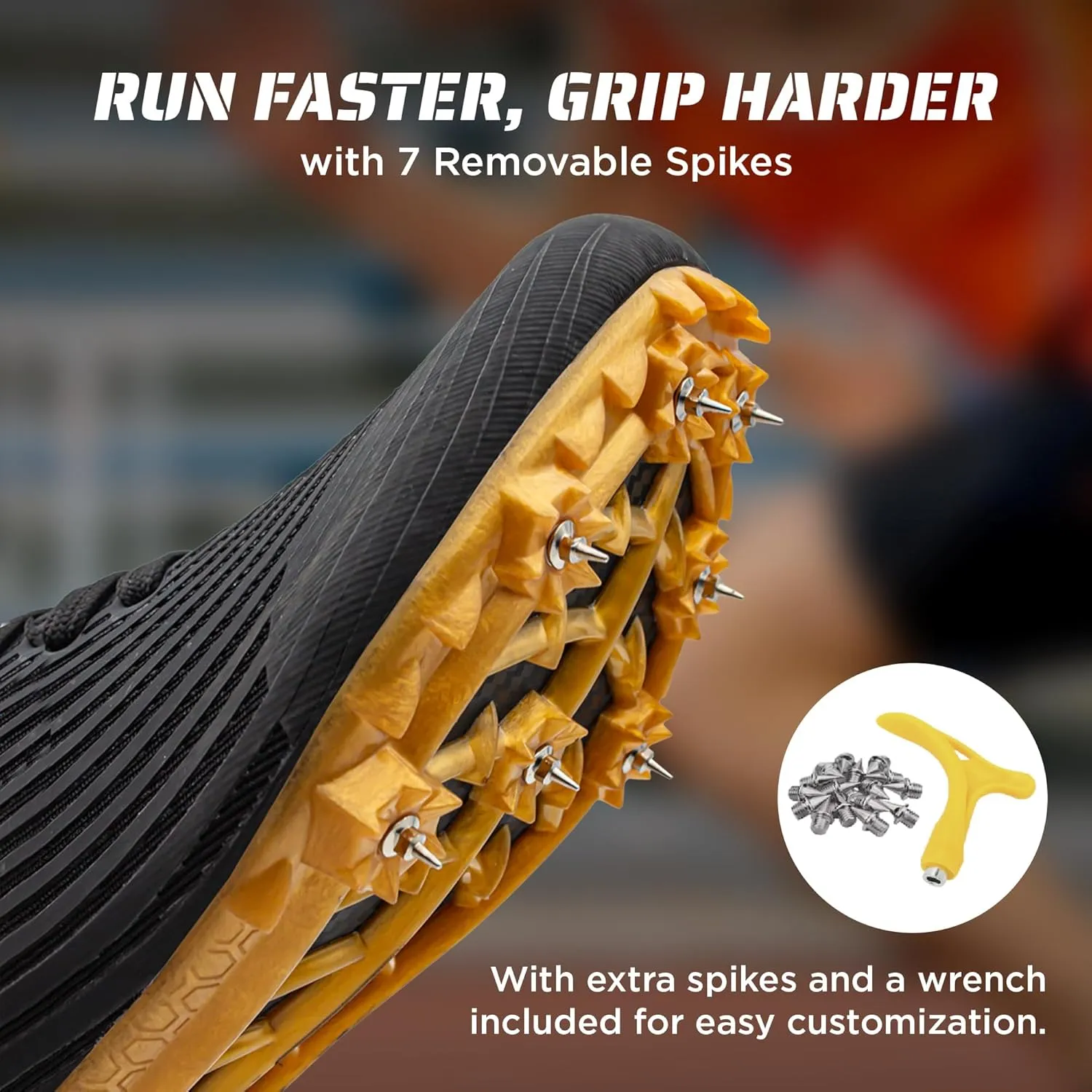RUNIC Track & Field Shoes for Men, Women & Kids  Pro Running Spikes for Sprint, Race & Training  7 Spikes   Extra Spikes & Wrench (US Men Size)