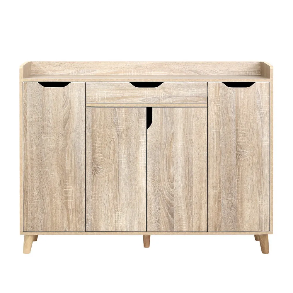 Shoe Cabinet Storage Rack 120cm Organiser Drawer Cupboard - Wood