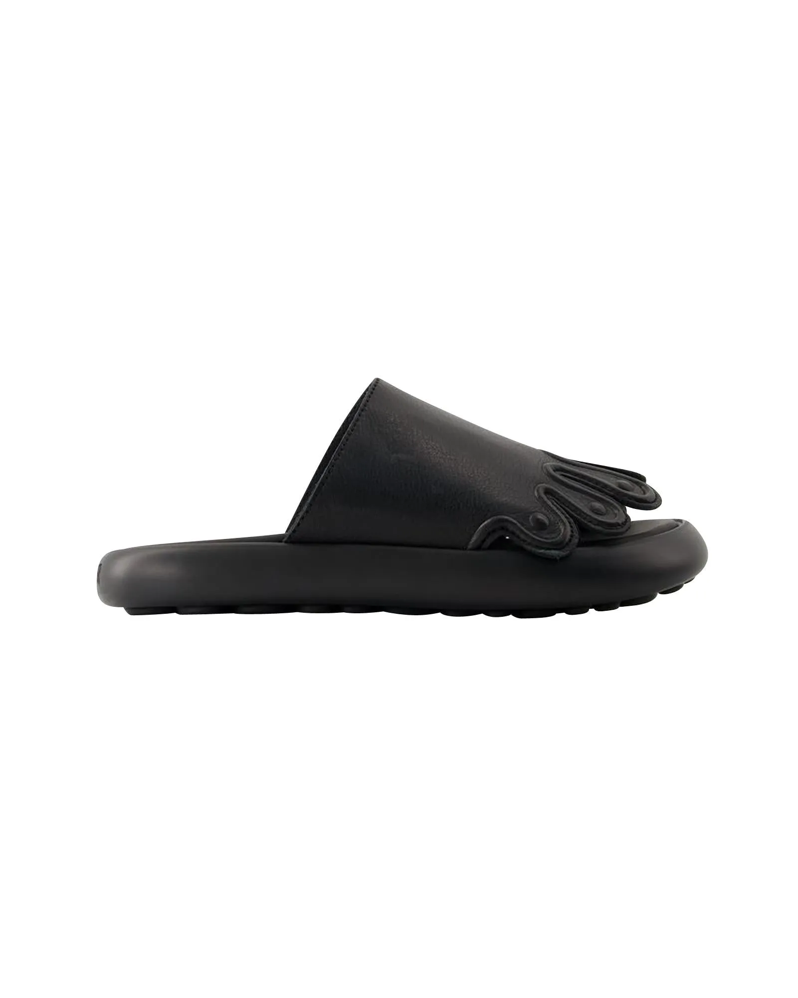 Smooth Calfskin Slip-On Sandals with Rubber Sole