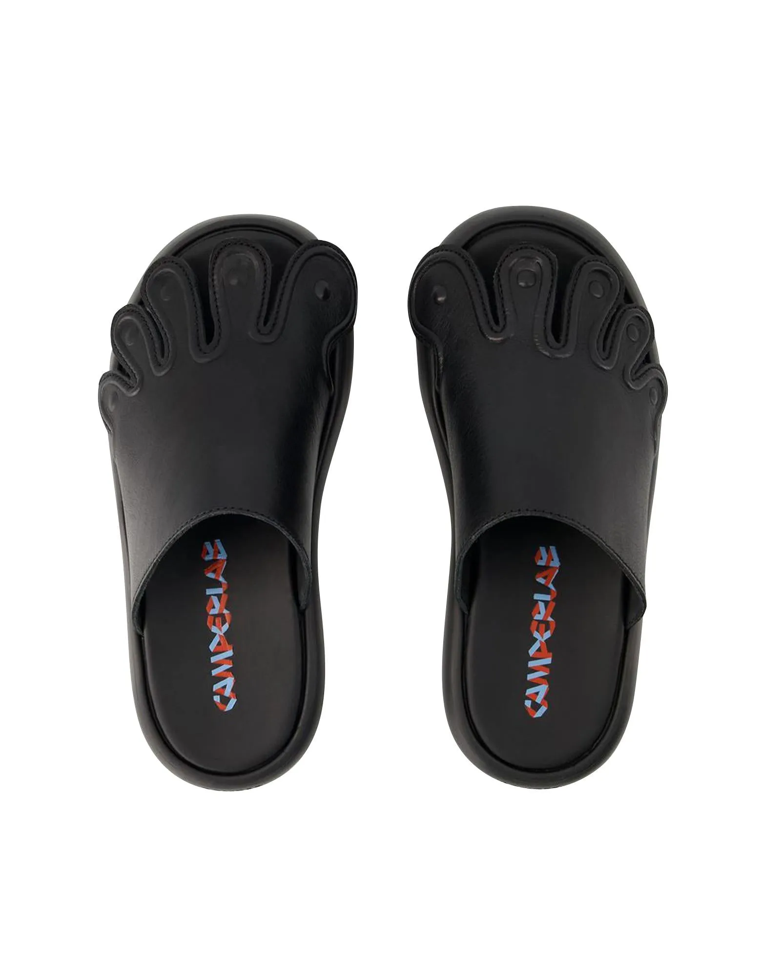 Smooth Calfskin Slip-On Sandals with Rubber Sole