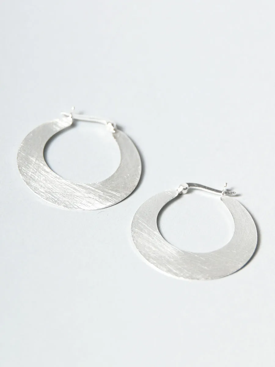Sterling Silver Flat Hoop Earrings - Large