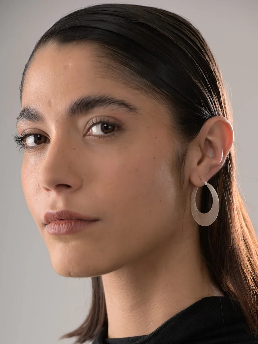 Sterling Silver Flat Hoop Earrings - Large